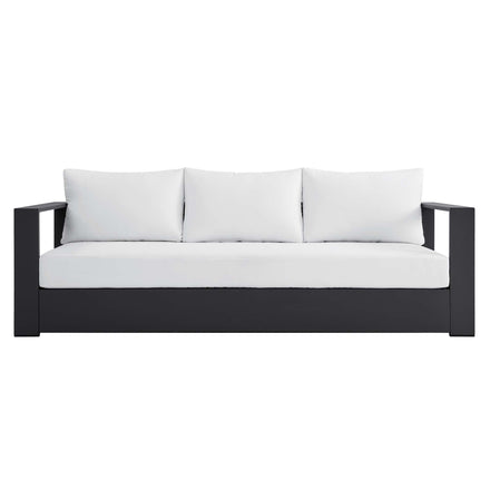 Tahoe Outdoor Patio Powder-Coated Aluminum Sofa in Gray White