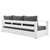 Aspen Outdoor Patio Powder-Coated Aluminum Sofa in White Charcoal