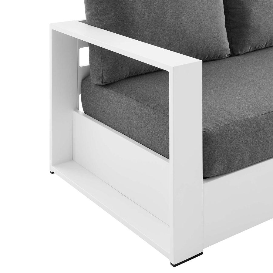 Aspen Outdoor Patio Powder-Coated Aluminum Sofa in White Charcoal