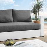 Aspen Outdoor Patio Powder-Coated Aluminum Sofa in White Charcoal