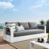 Aspen Outdoor Patio Powder-Coated Aluminum Sofa in White Charcoal
