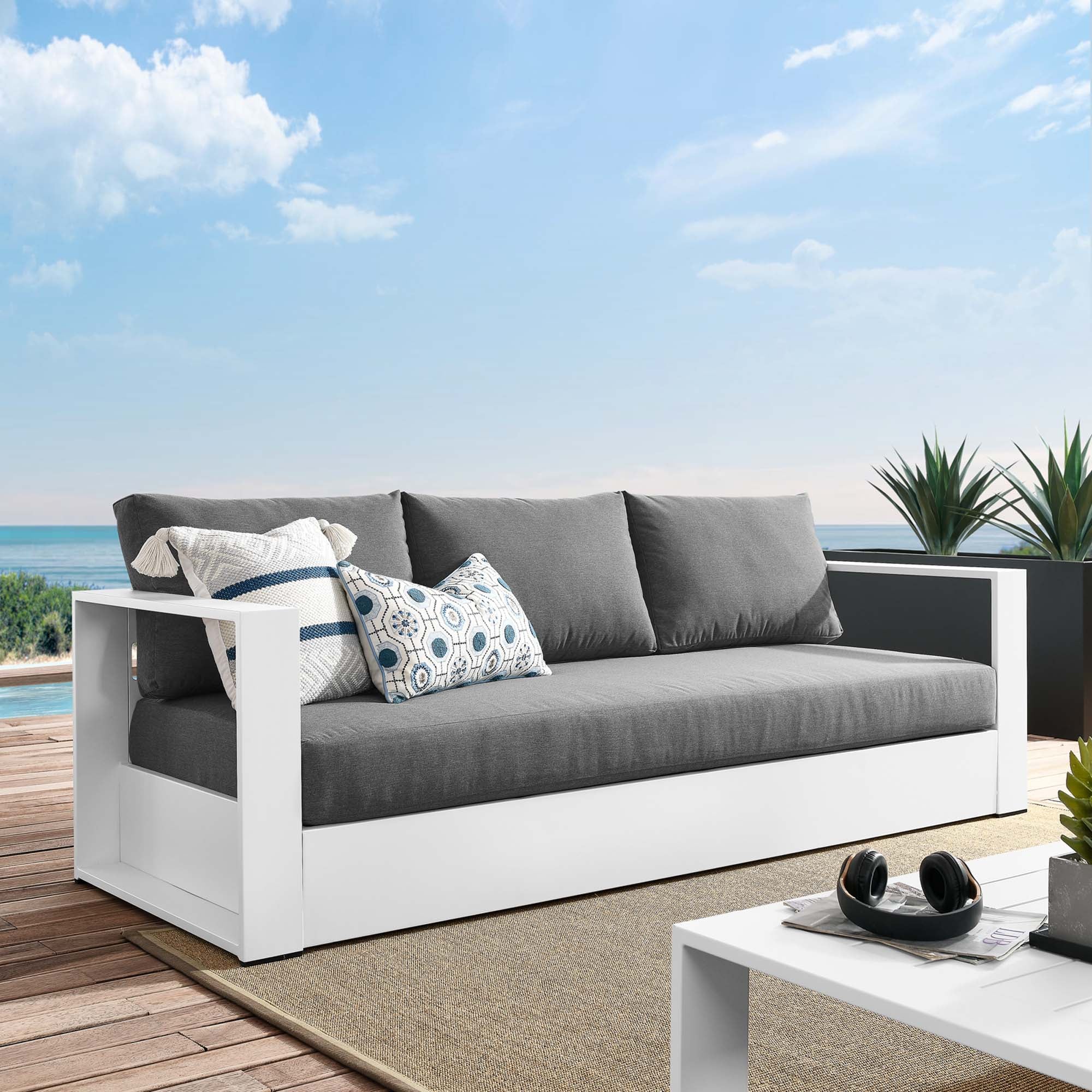 Tahoe Outdoor Patio Powder-Coated Aluminum Sofa by Furniture for America