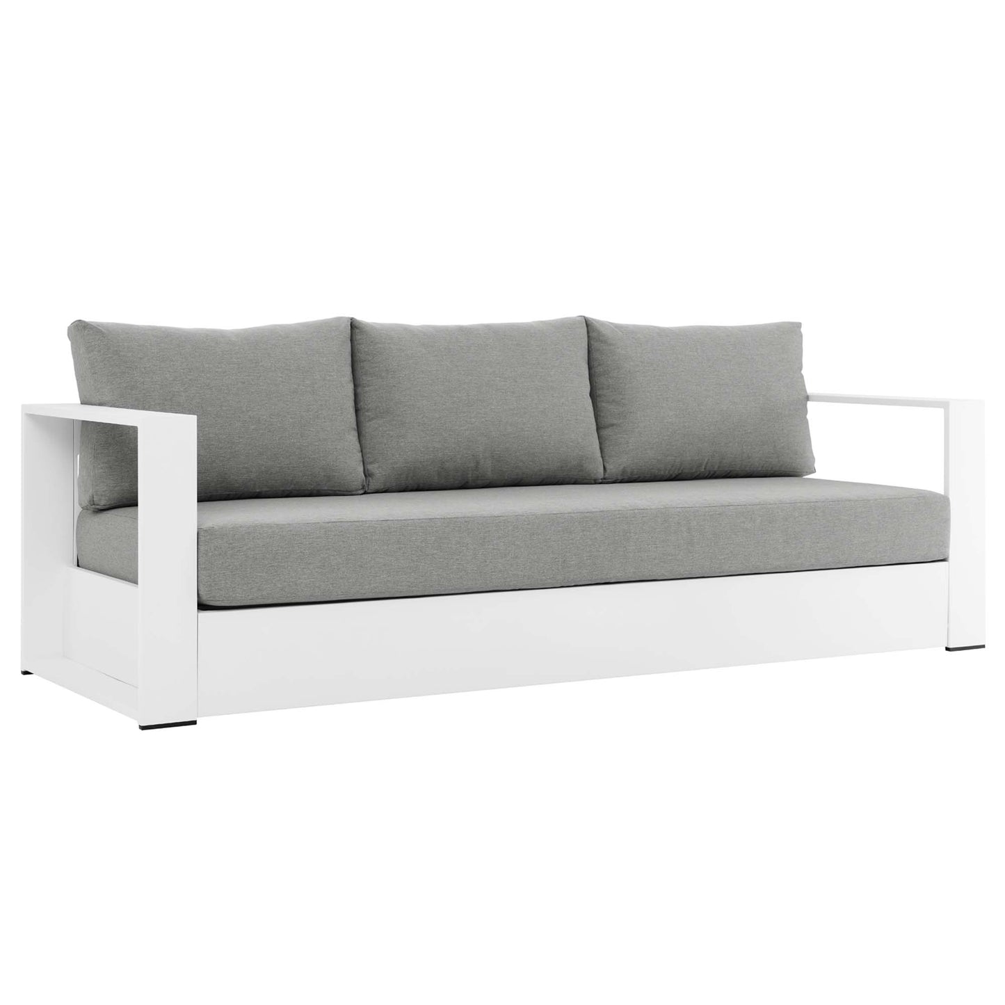 Aspen Outdoor Patio Powder-Coated Aluminum Sofa in White Gray