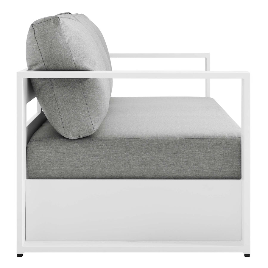 Aspen Outdoor Patio Powder-Coated Aluminum Sofa in White Gray