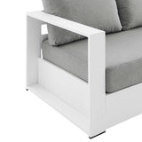 Aspen Outdoor Patio Powder-Coated Aluminum Sofa in White Gray