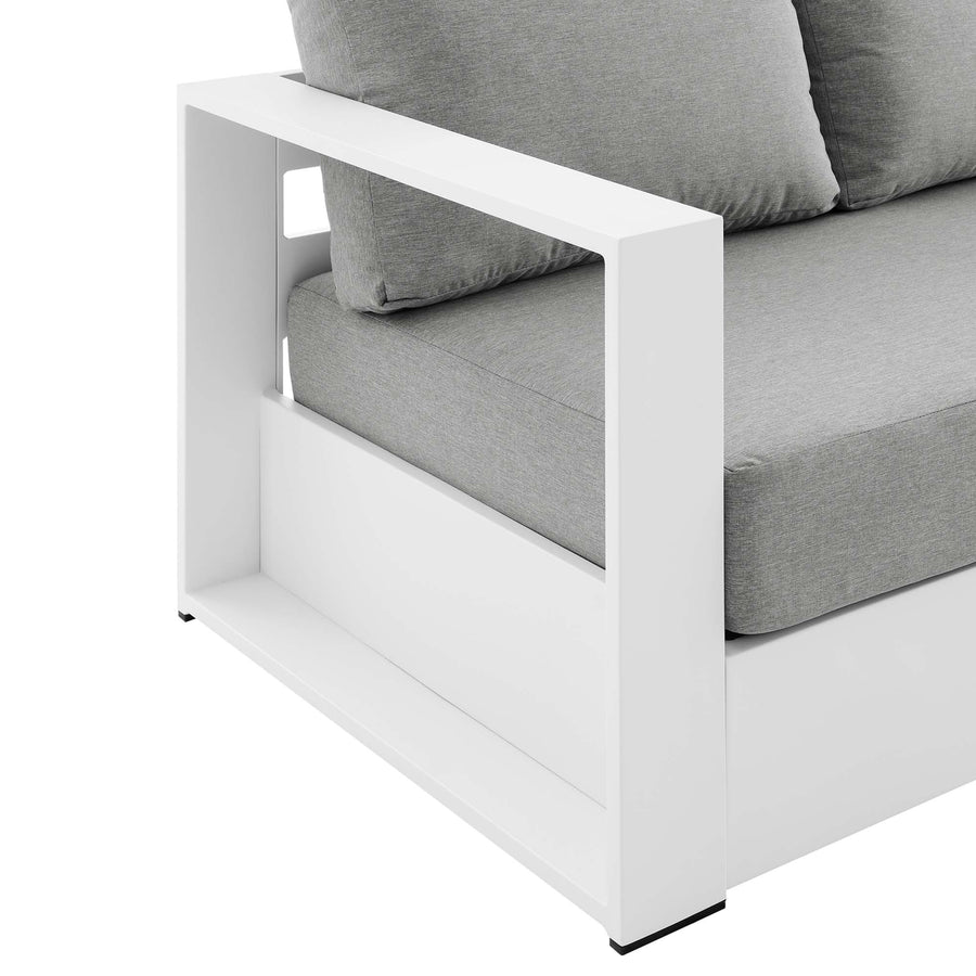 Aspen Outdoor Patio Powder-Coated Aluminum Sofa in White Gray