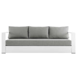 Aspen Outdoor Patio Powder-Coated Aluminum Sofa in White Gray