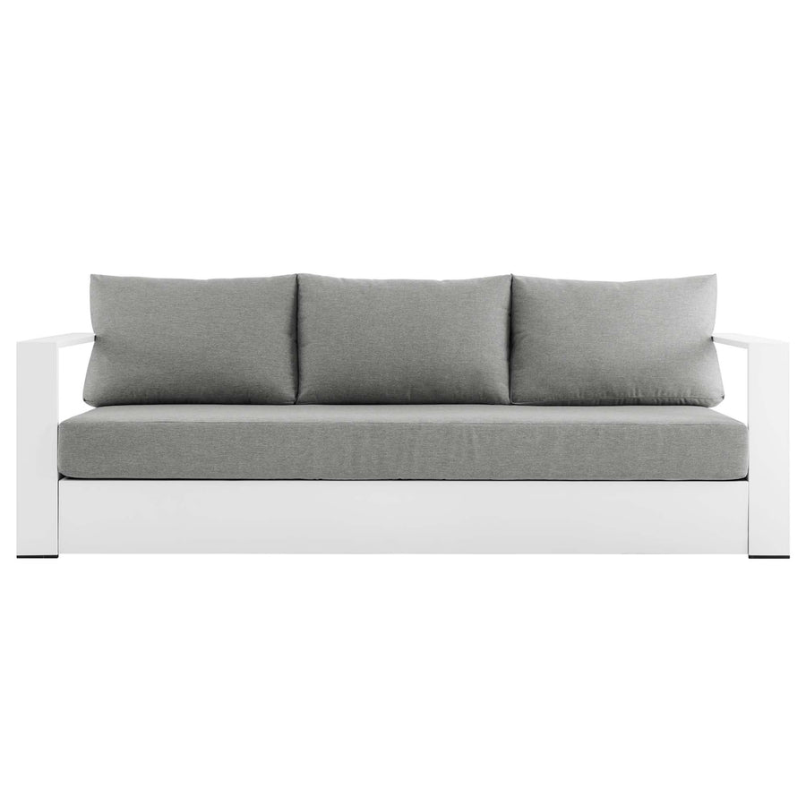 Aspen Outdoor Patio Powder-Coated Aluminum Sofa in White Gray