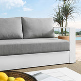 Aspen Outdoor Patio Powder-Coated Aluminum Sofa in White Gray