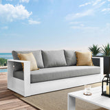 Aspen Outdoor Patio Powder-Coated Aluminum Sofa in White Gray