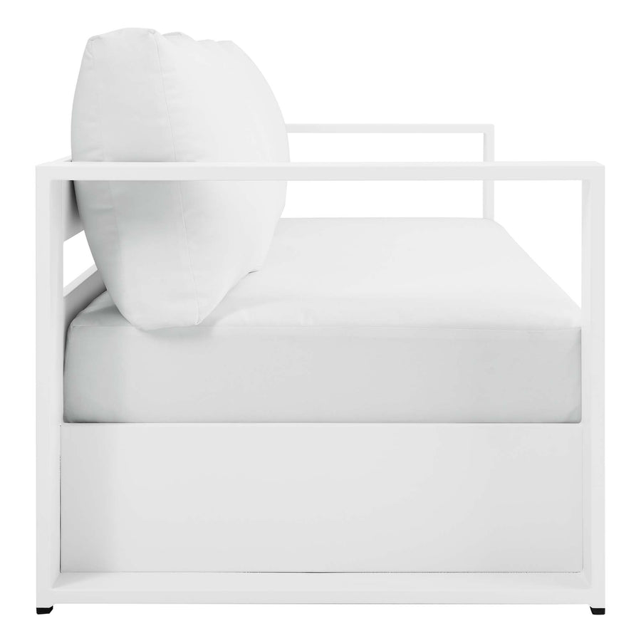Aspen Outdoor Patio Powder-Coated Aluminum Sofa in White White