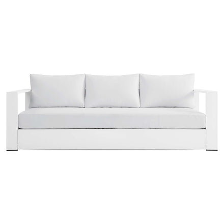 Tahoe Outdoor Patio Powder-Coated Aluminum Sofa in White White