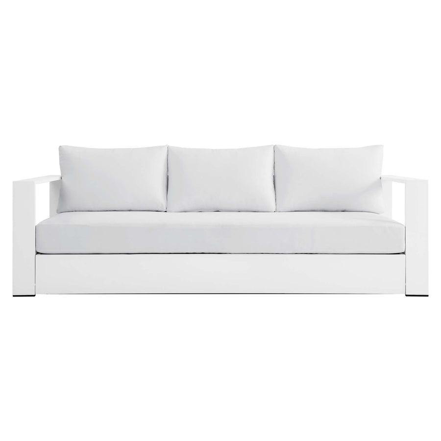 Aspen Outdoor Patio Powder-Coated Aluminum Sofa in White White