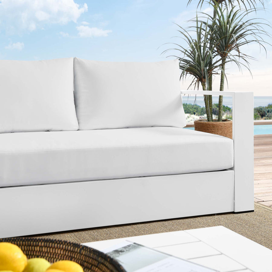 Aspen Outdoor Patio Powder-Coated Aluminum Sofa in White White
