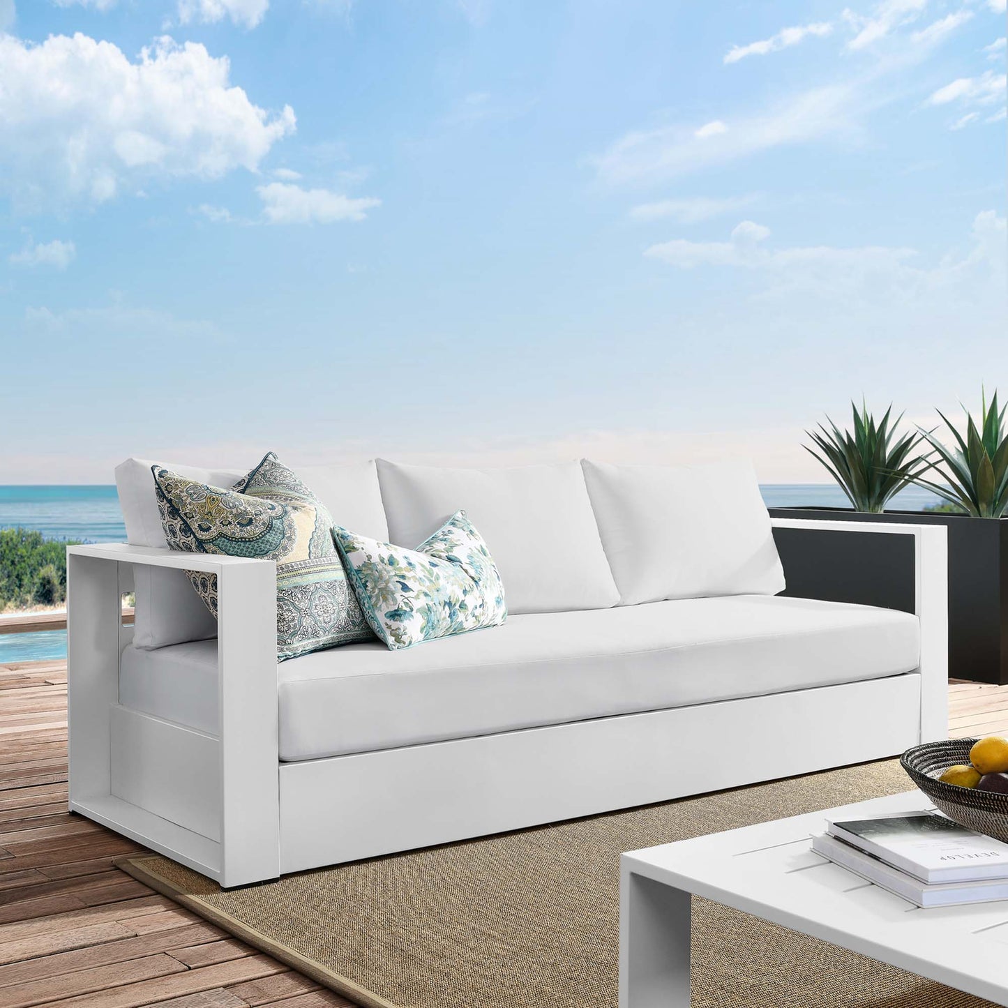 Tahoe Outdoor Patio Powder-Coated Aluminum Sofa by Furniture for America