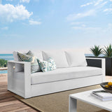 Aspen Outdoor Patio Powder-Coated Aluminum Sofa in White White