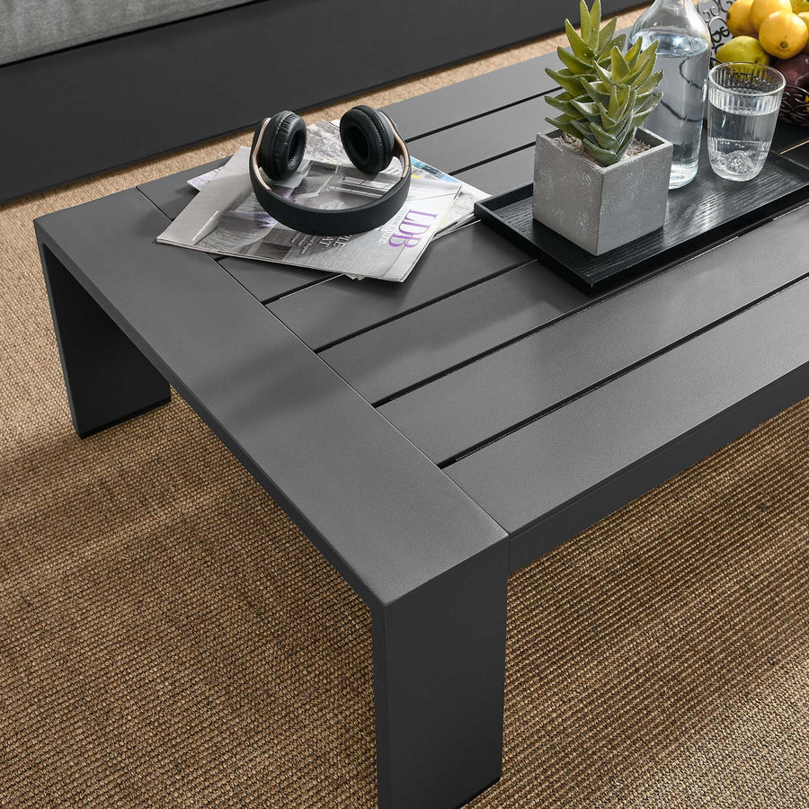 Aspen Outdoor Patio Powder-Coated Aluminum Coffee Table in Gray