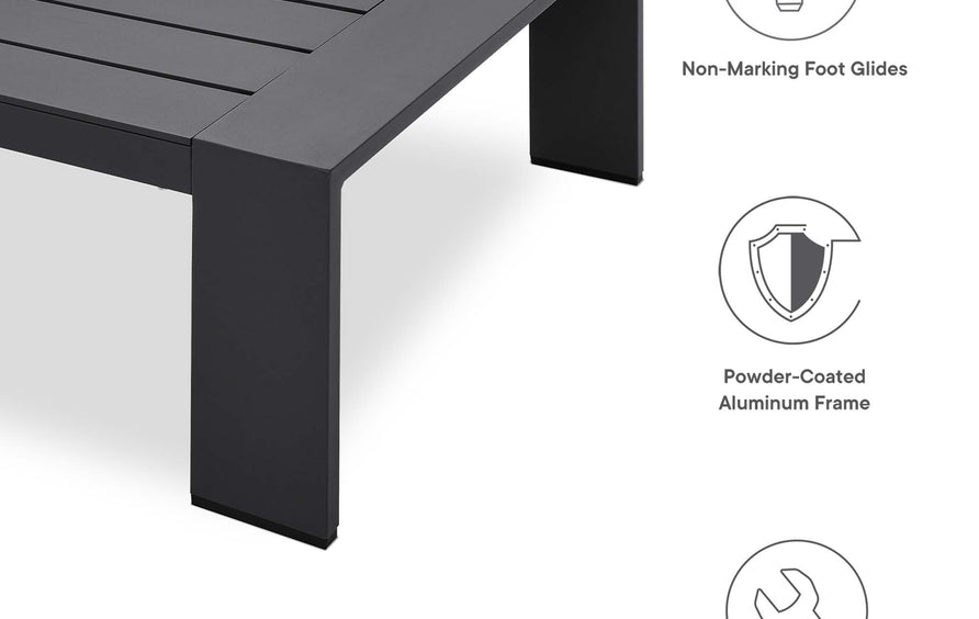 Aspen Outdoor Patio Powder-Coated Aluminum Coffee Table in Gray