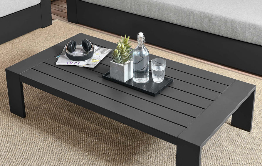 Aspen Outdoor Patio Powder-Coated Aluminum Coffee Table in Gray