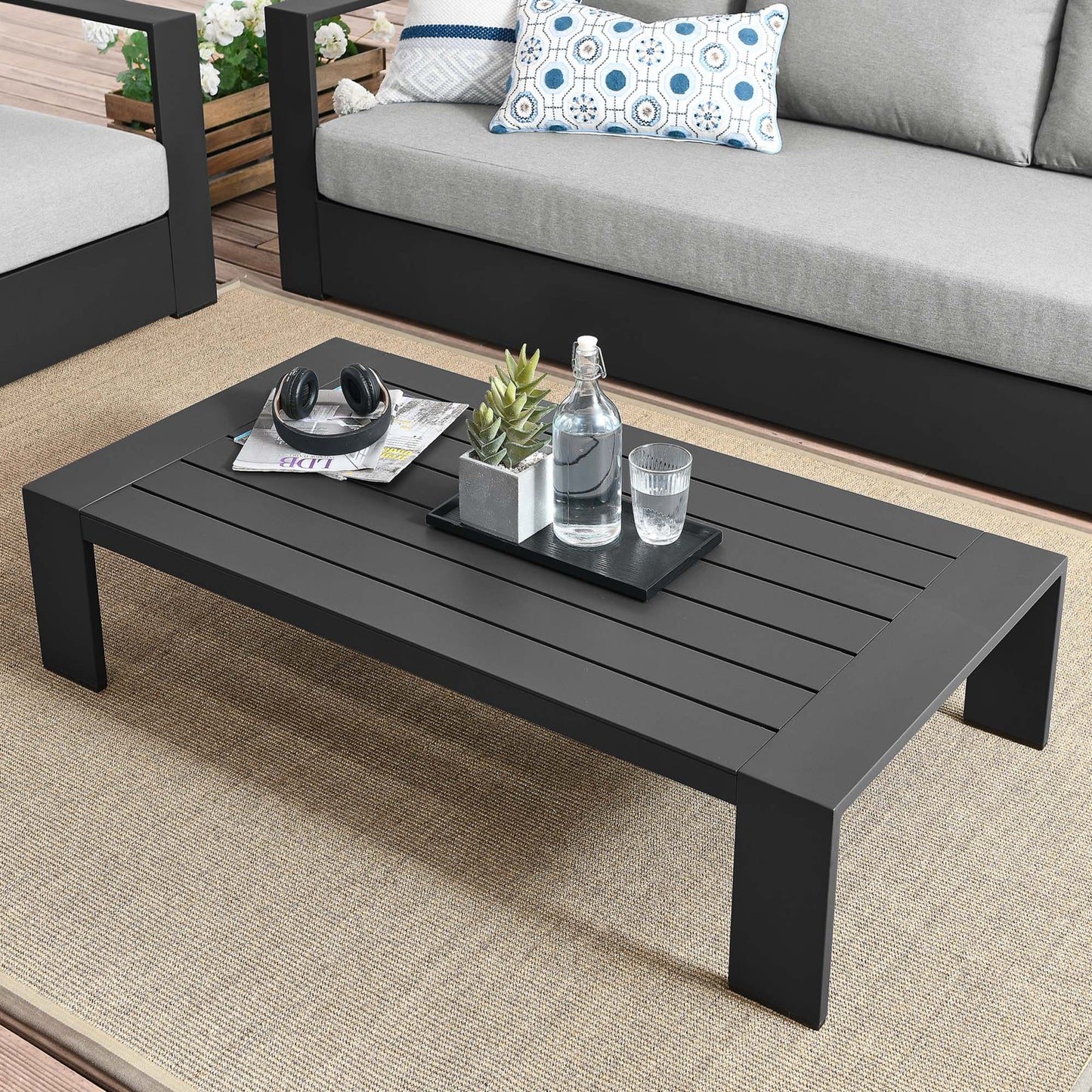 Tahoe Outdoor Patio Powder-Coated Aluminum Coffee Table by Furniture For America