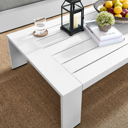 Tahoe Outdoor Patio Powder-Coated Aluminum Coffee Table in White