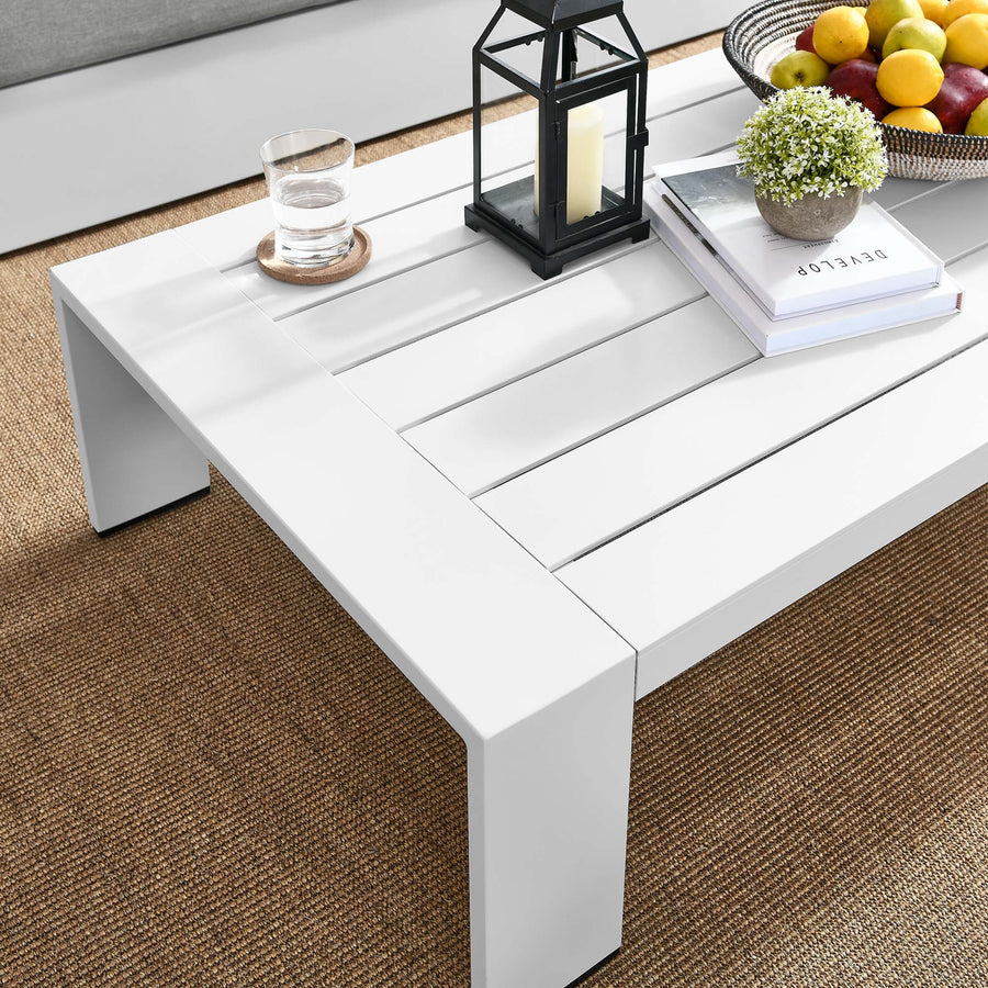 Aspen Outdoor Patio Powder-Coated Aluminum Coffee Table in White