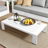 Aspen Outdoor Patio Powder-Coated Aluminum Coffee Table in White