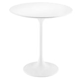 Lumen 20" Round Wood Side Table in White White