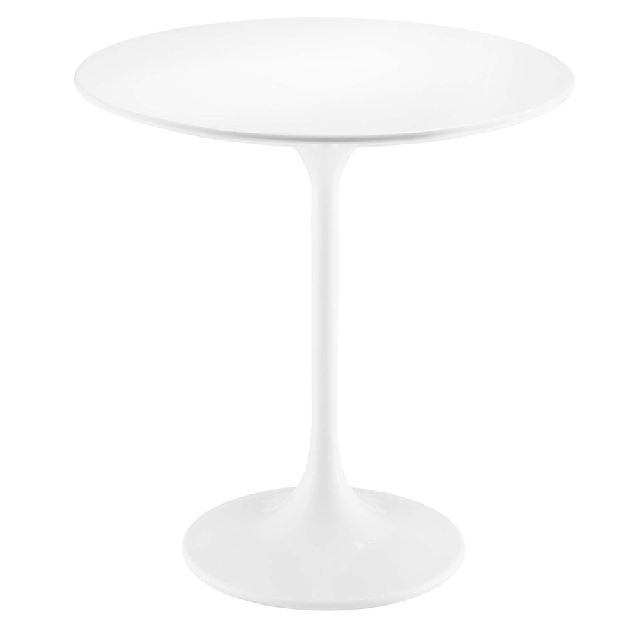 Lumen 20" Round Wood Side Table in White White