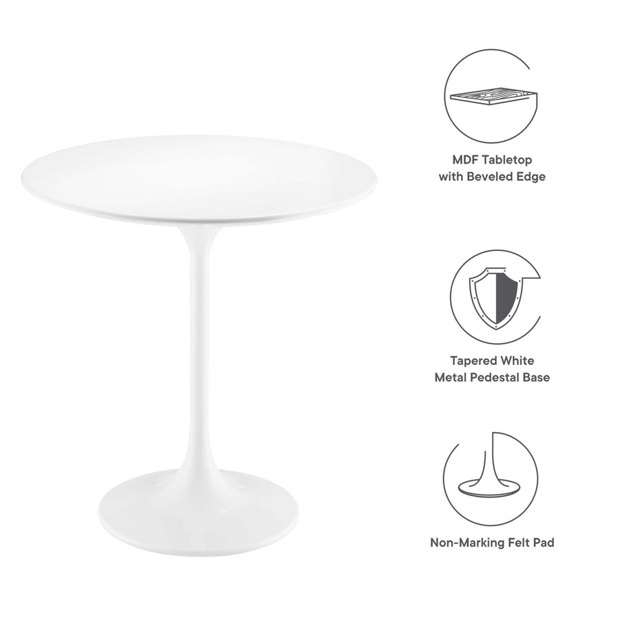 Lumen 20" Round Wood Side Table in White White
