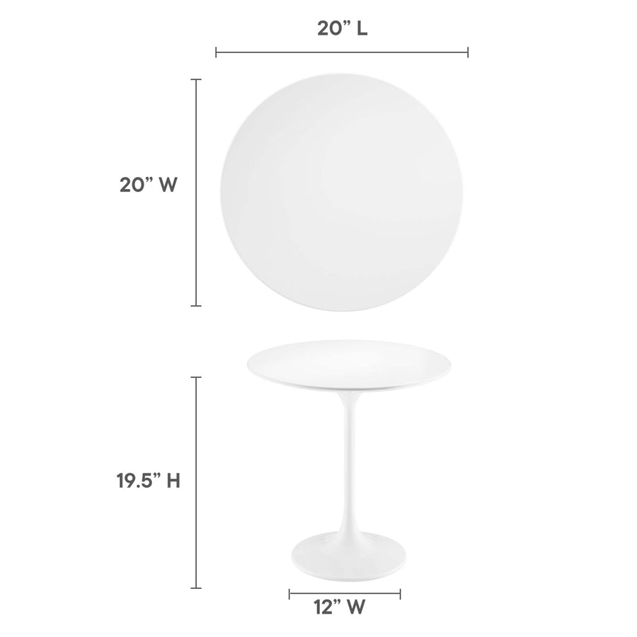 Lumen 20" Round Wood Side Table in White White