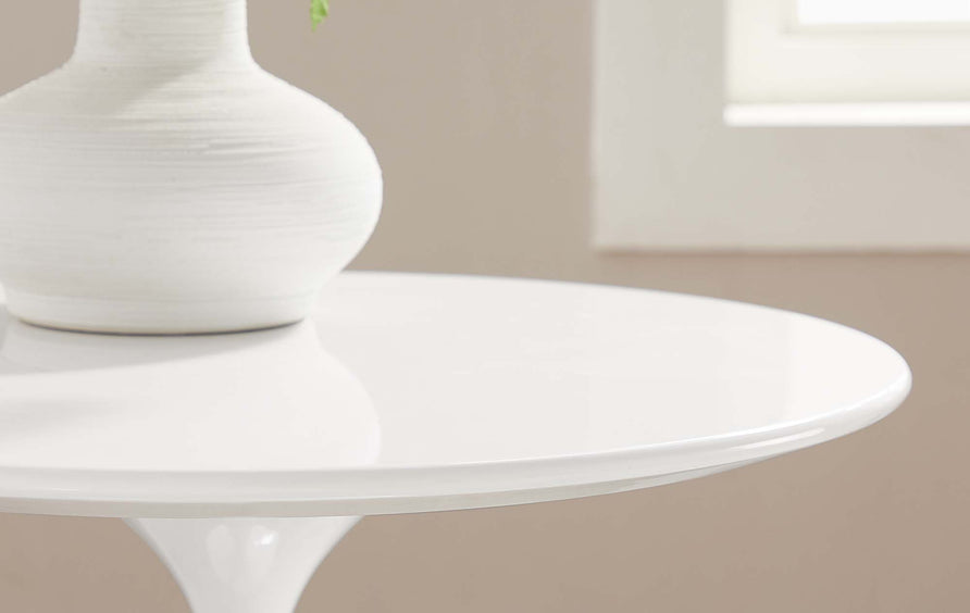 Lumen 20" Round Wood Side Table in White White