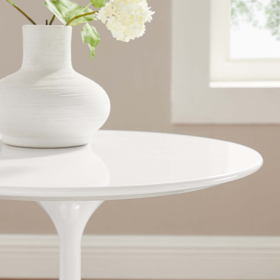 Lumen 20" Round Wood Side Table in White White