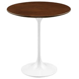 Lumen 20" Round Wood Side Table in White Walnut