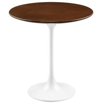 Lippa 20" Round Wood Side Table in White Walnut