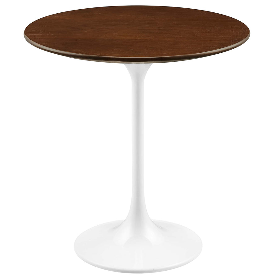 Lumen 20" Round Wood Side Table in White Walnut