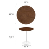 Lumen 20" Round Wood Side Table in White Walnut