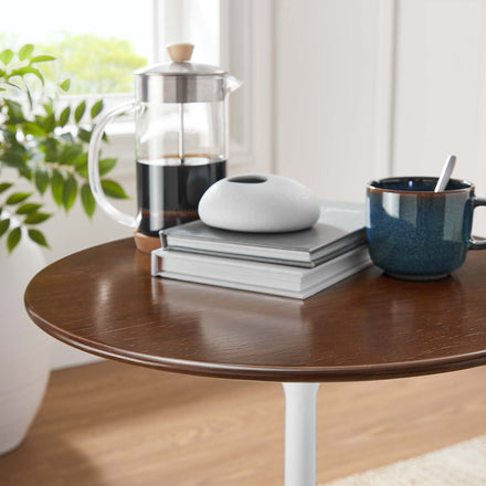Lippa 20" Round Wood Side Table in White Walnut