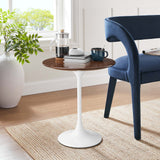 Lumen 20" Round Wood Side Table in White Walnut