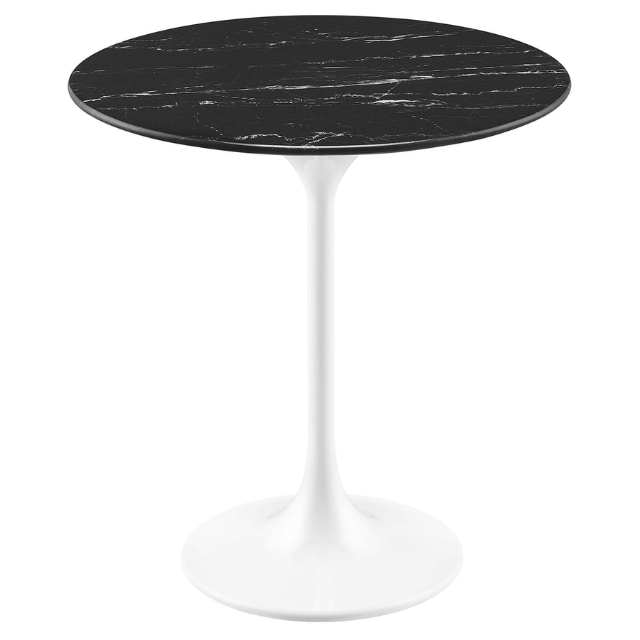 Lumen 20" Round Faux Marble Side Table in White Black