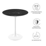Lumen 20" Round Faux Marble Side Table in White Black