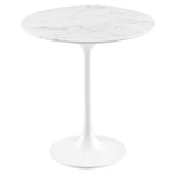 Lumen 20" Round Faux Marble Side Table in White White