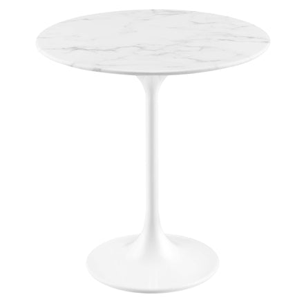 Lippa 20" Round Faux Marble Side Table in White White