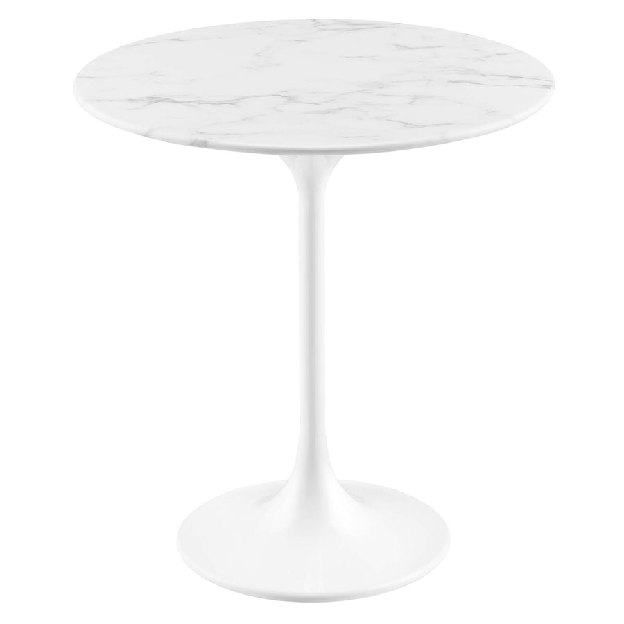 Lumen 20" Round Faux Marble Side Table in White White