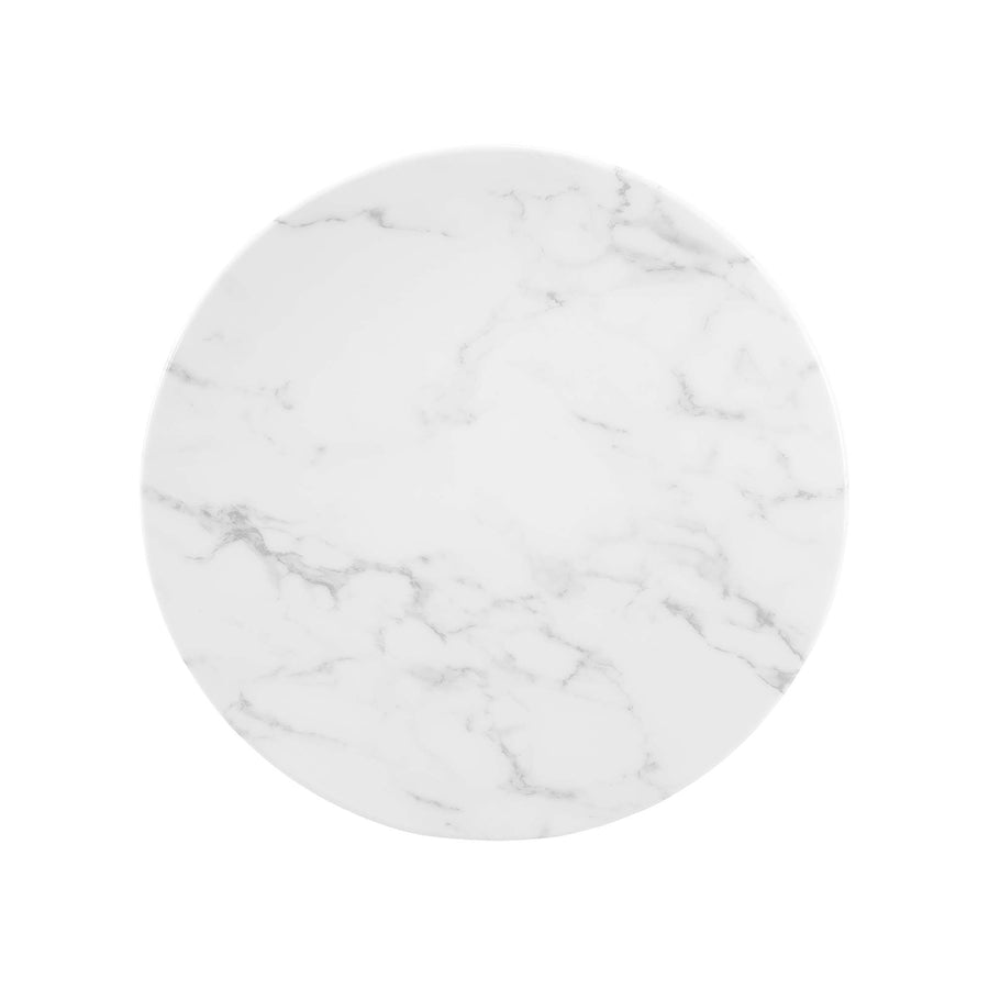 Lumen 20" Round Faux Marble Side Table in White White