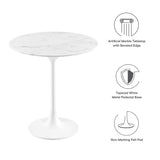 Lumen 20" Round Faux Marble Side Table in White White