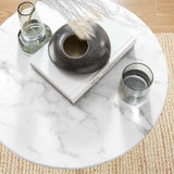 Lumen 20" Round Faux Marble Side Table in White White