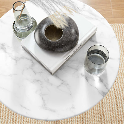 Lippa 20" Round Faux Marble Side Table by Furniture For America