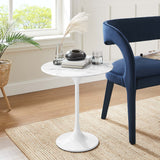 Lumen 20" Round Faux Marble Side Table in White White