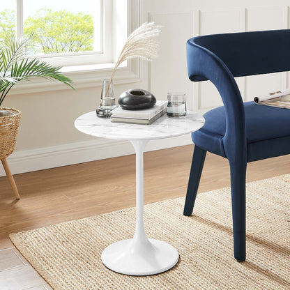 Lippa 20" Round Faux Marble Side Table by Furniture For America